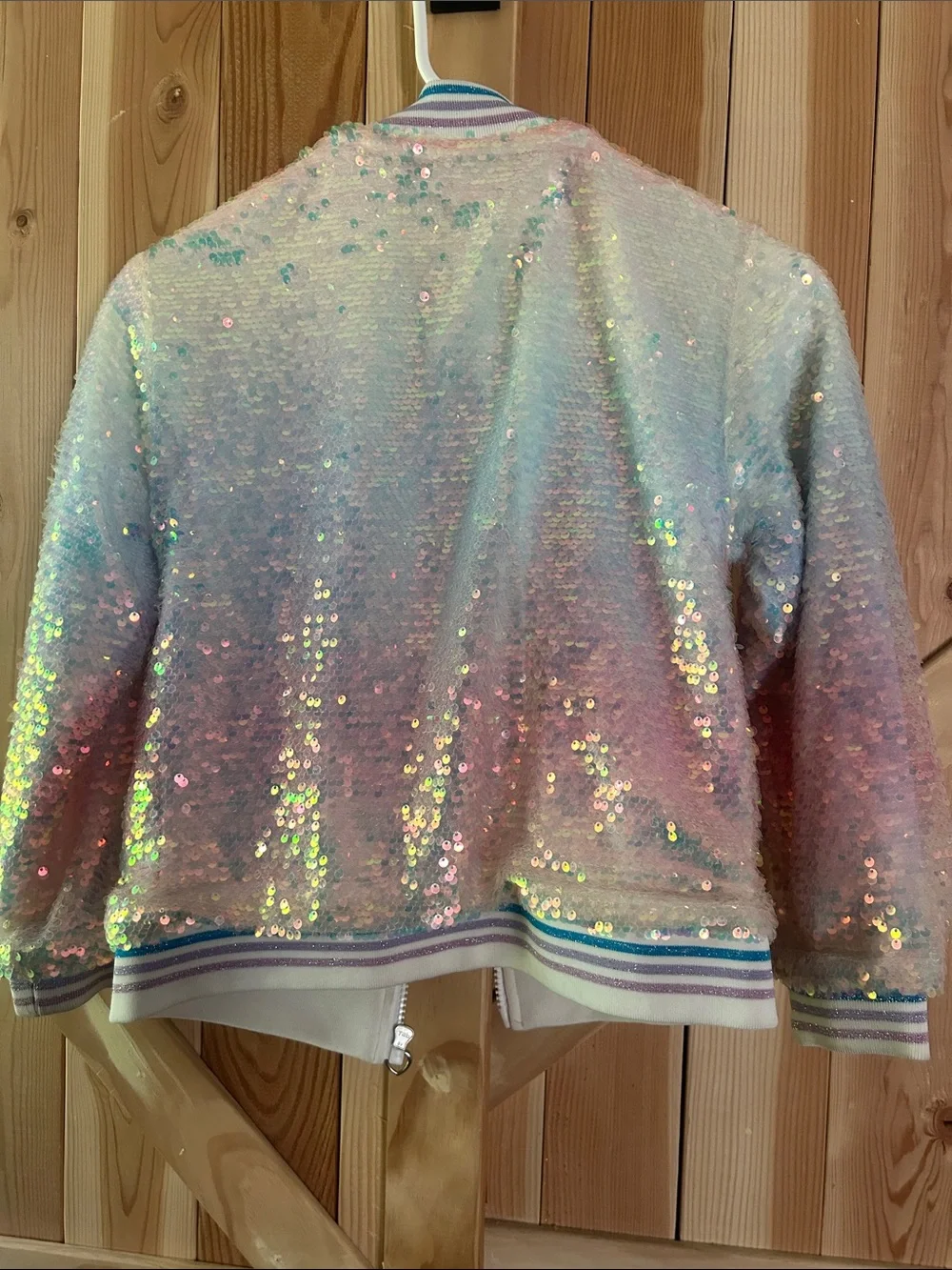 Kids Pastel Sequin Bomber Jacket - Iridescent Multi